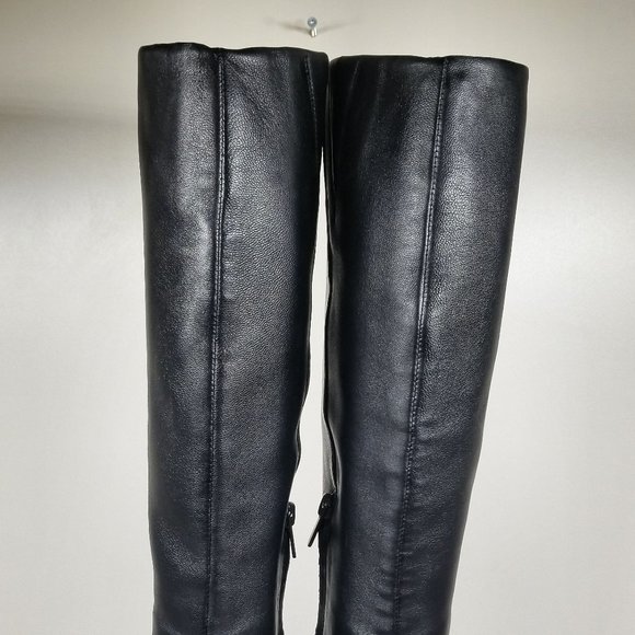 Vince Knee High Kitten Heel Boots, Black Leather, Womens Size 6.5 US / 36.5 - Picture 16 of 16